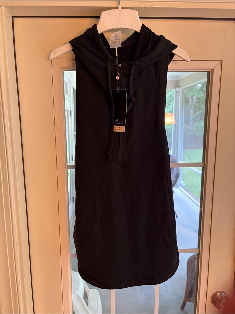 Calia Black Sleeveless Hoodie Size Small